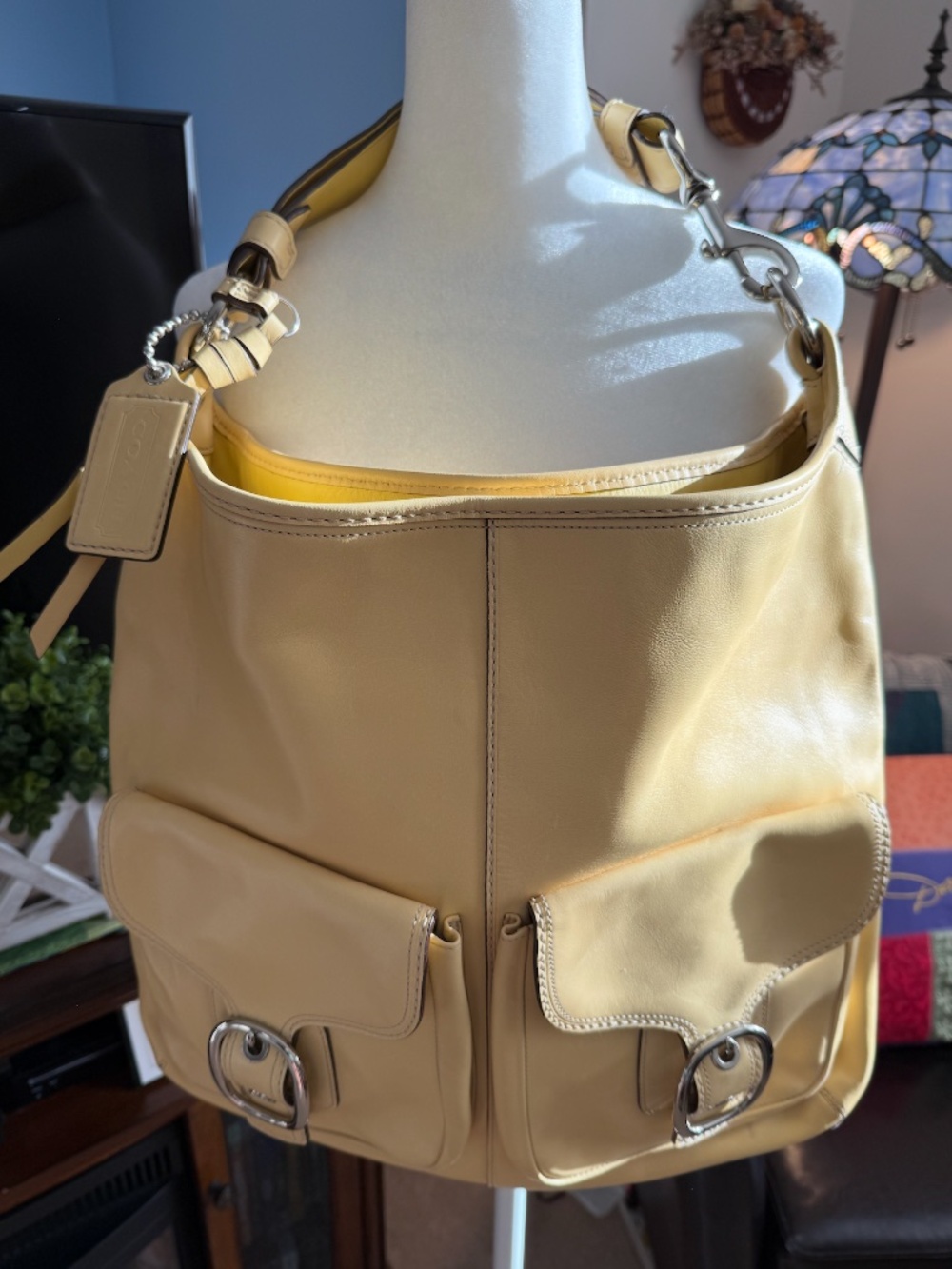 Vintage Coach Bleecker XL Hobo Shoulder Bag Yellow Leather Y2k F13556